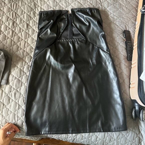 Cut Out Leather Mini Tube Dress - Picture 3 of 4